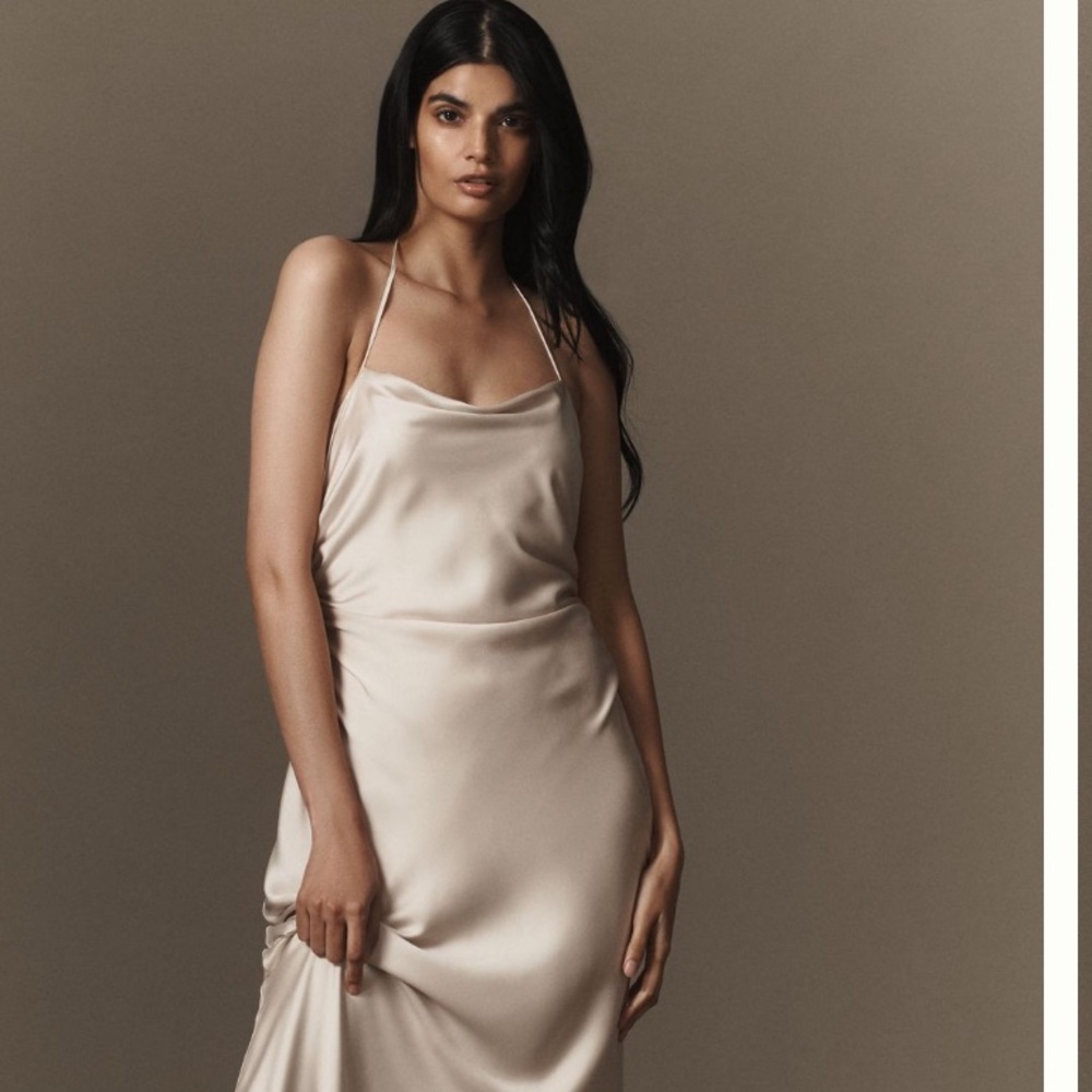 BHLDN Saylor Cowl-Neck Satin Maxi Dress, Sz L
